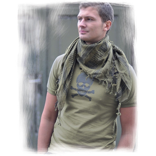 Tričko krátky rukáv LEBKA -  TOTENKOPF OLIV