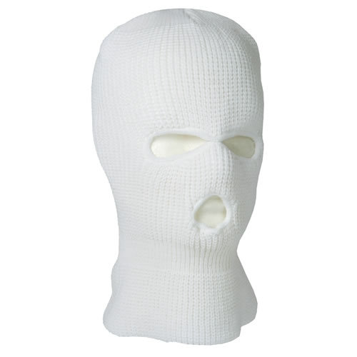 Kukla BALACLAVA s 3 otvormi BIELA