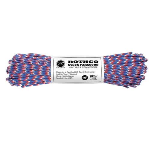 Šnúra PARACORD nylon 550LB 30m 4mm MODRO-ČERVENO-BIELA