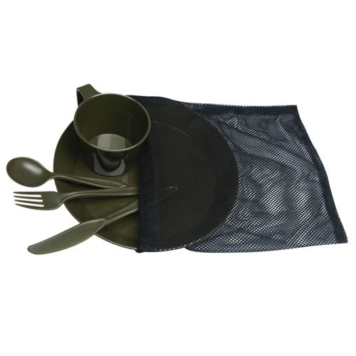 Set jedálenský CAMP plastový v sáčku OLIV