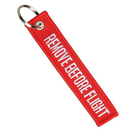 Kľúčenka "REMOVE BEFORE FLIGHT" ČERVENÁ