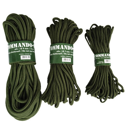 Šnúra COMMANDO pomocná 9mm 15m OLIV