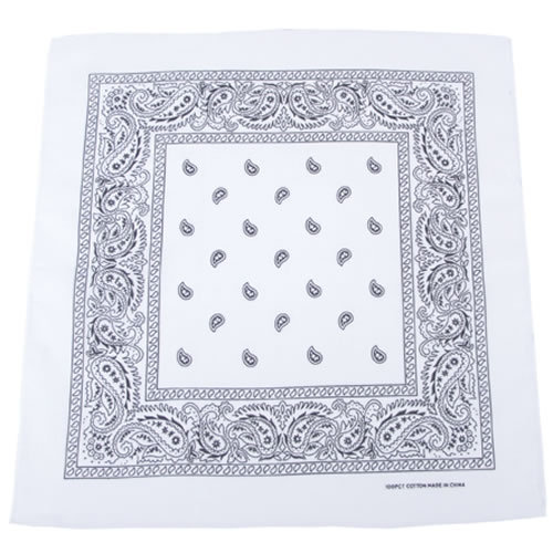 Šatka BANDANA  55x55 cm BIELA/ČIERNA