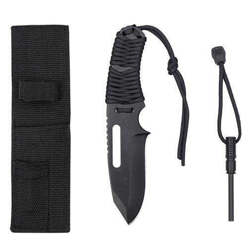 Nôž PARACORD ROTHCO s pevnou čepeľou + kresadlo