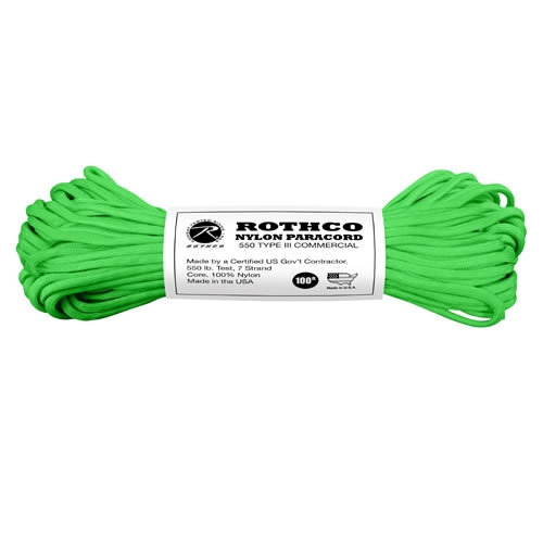 Šnúra paracord nylon 550LB 30m 4mm REFLEXNÁ ZELENÁ