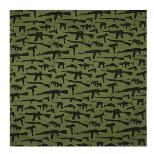 Šatka 55 x 55 cm BANDANA GUN PATTERN OLIV