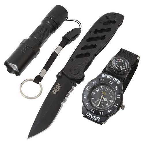 Sada UZI SPECIAL FORCES hodinky, nôž, svietidlo