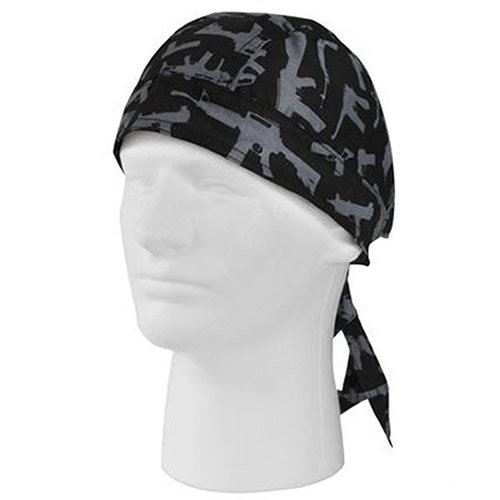 Šatka HEADWRAP GUN PATTERN ČIERNA