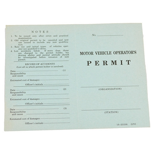 Preukaz US MOTOR VEHICLE OPERATORS