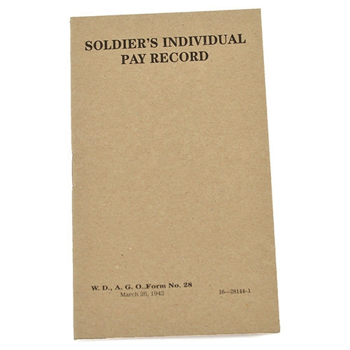 Preukaz US SOLDIERS INDIVIDUAL PAY RECORD
