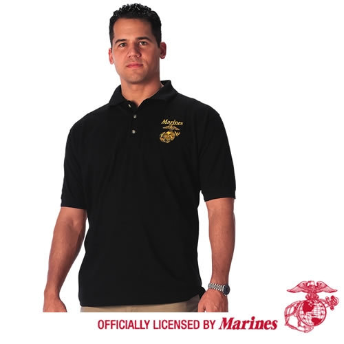 Polokošeľa GOLF S golierom MARINES ČIERNA