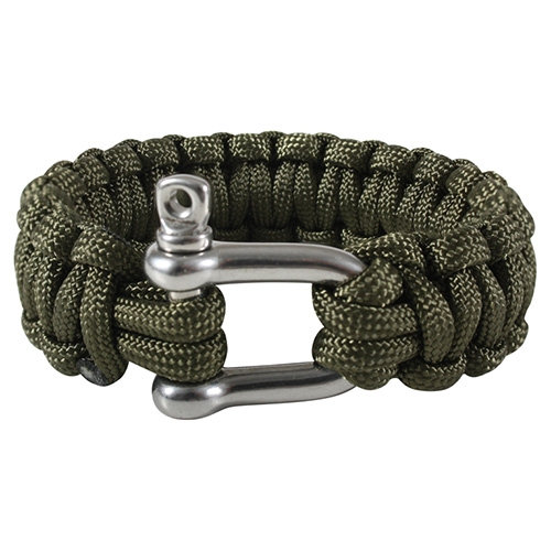 Náramok SURVIVAL PARACORD D-SHACKLE OLIV