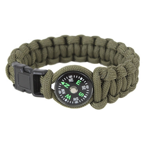 Náramok SURVIVAL Paracord s kompasom OLIV