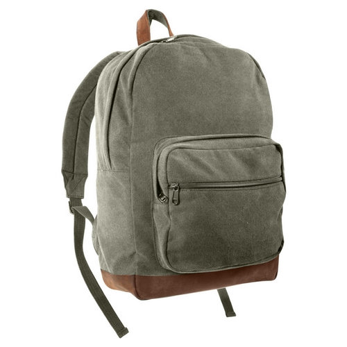 Ruksak VINTAGE TEARDROP kožené prvky OLIV