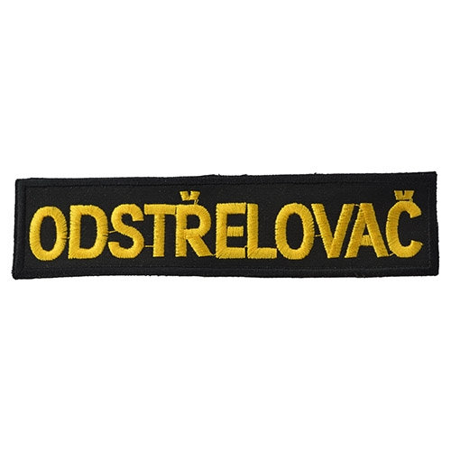 Nášivka ODSTRELOVAČ - ČIERNA so žltou niťou