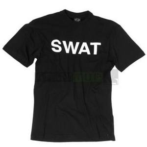 Tričko krátky rukáv s nápisom 'SWAT' ČIERNE
