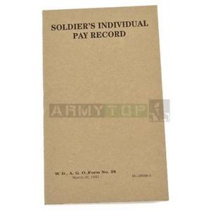 Preukaz US SOLDIERS INDIVIDUAL PAY RECORD